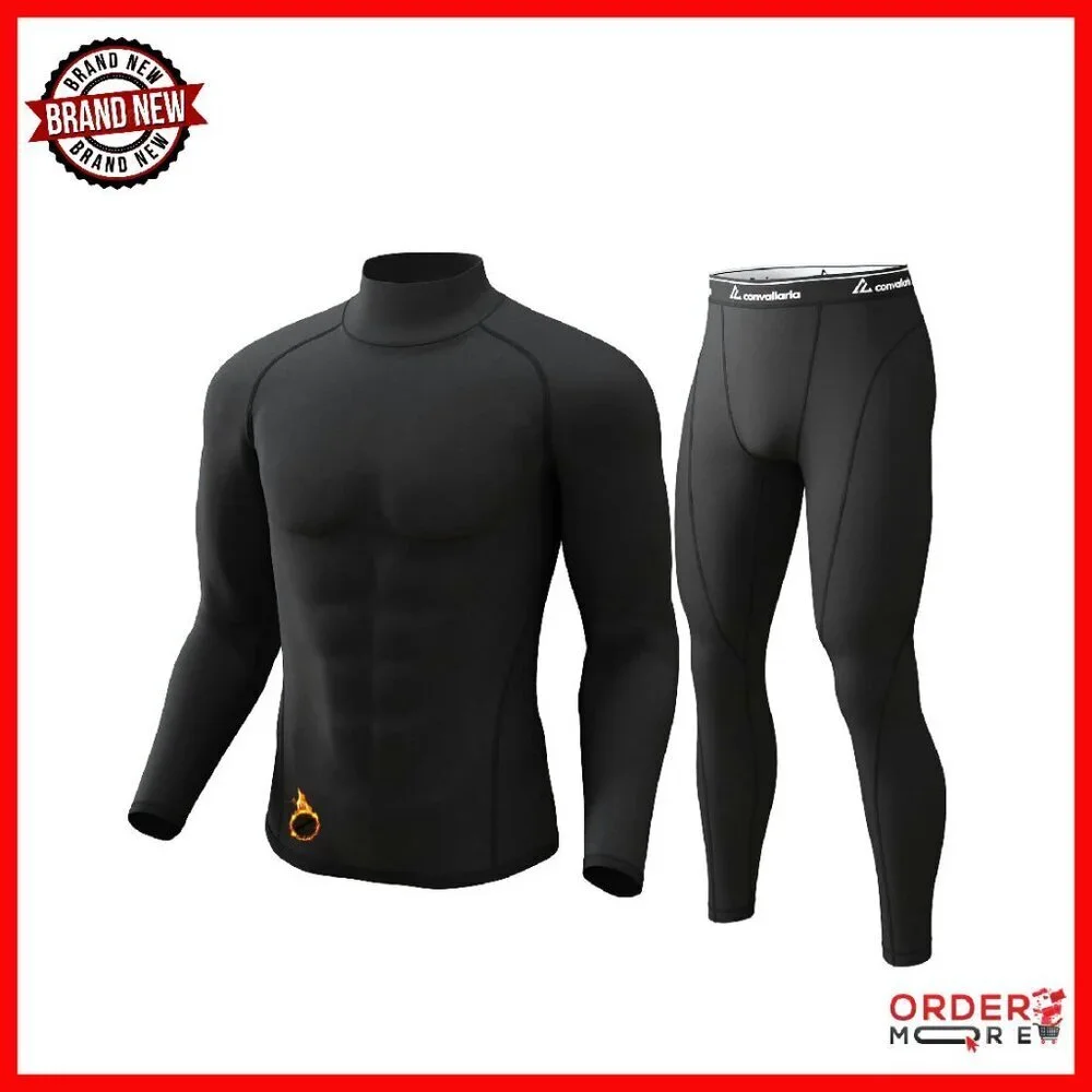 Men's Fleece Lined Thermal Underwear Set Long Johns Base Layer XS-4XL